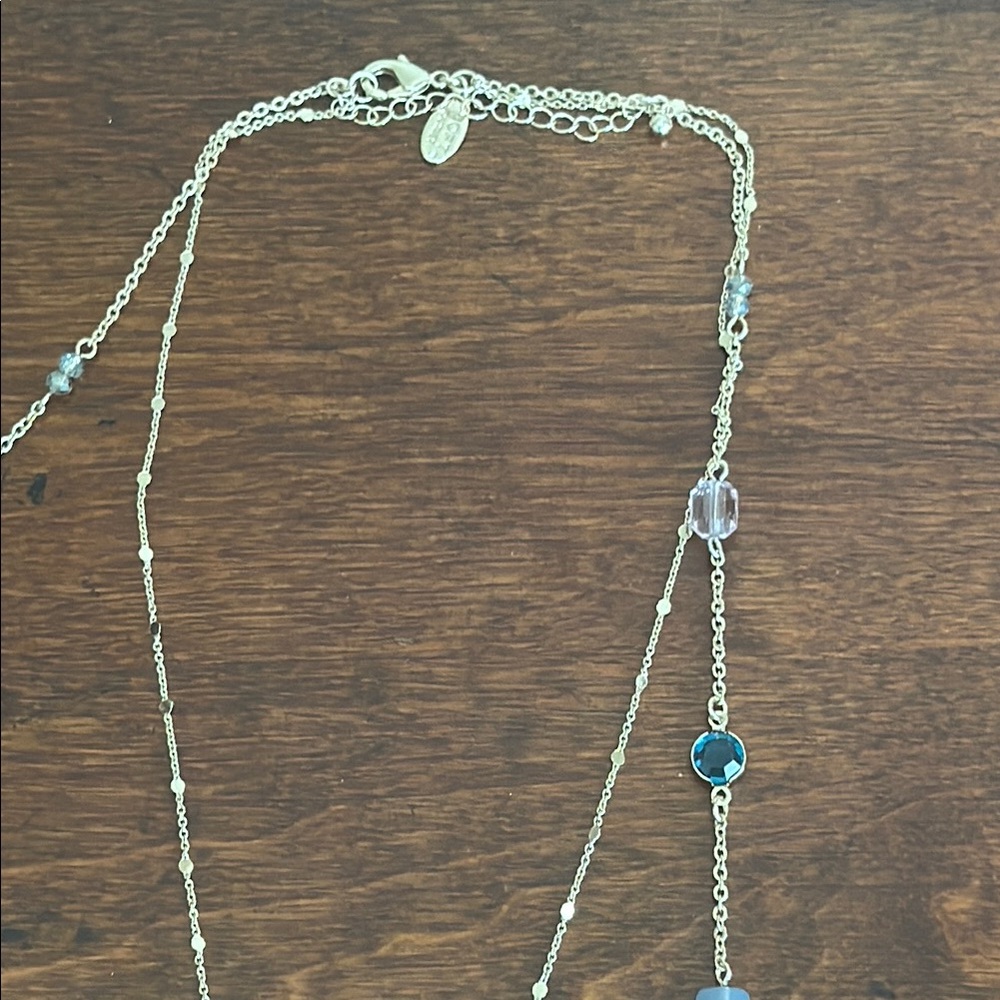 LOFT Outlet Women's Fashion Jewelry Gold and Blue Stone Necklace NWOT Never Worn - Picture 10 of 11